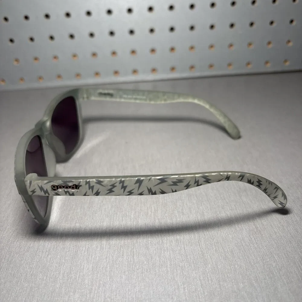 Goodr OG Sunglasses We Are SHOCKED Silver Gray Running No Slip Square Polarized